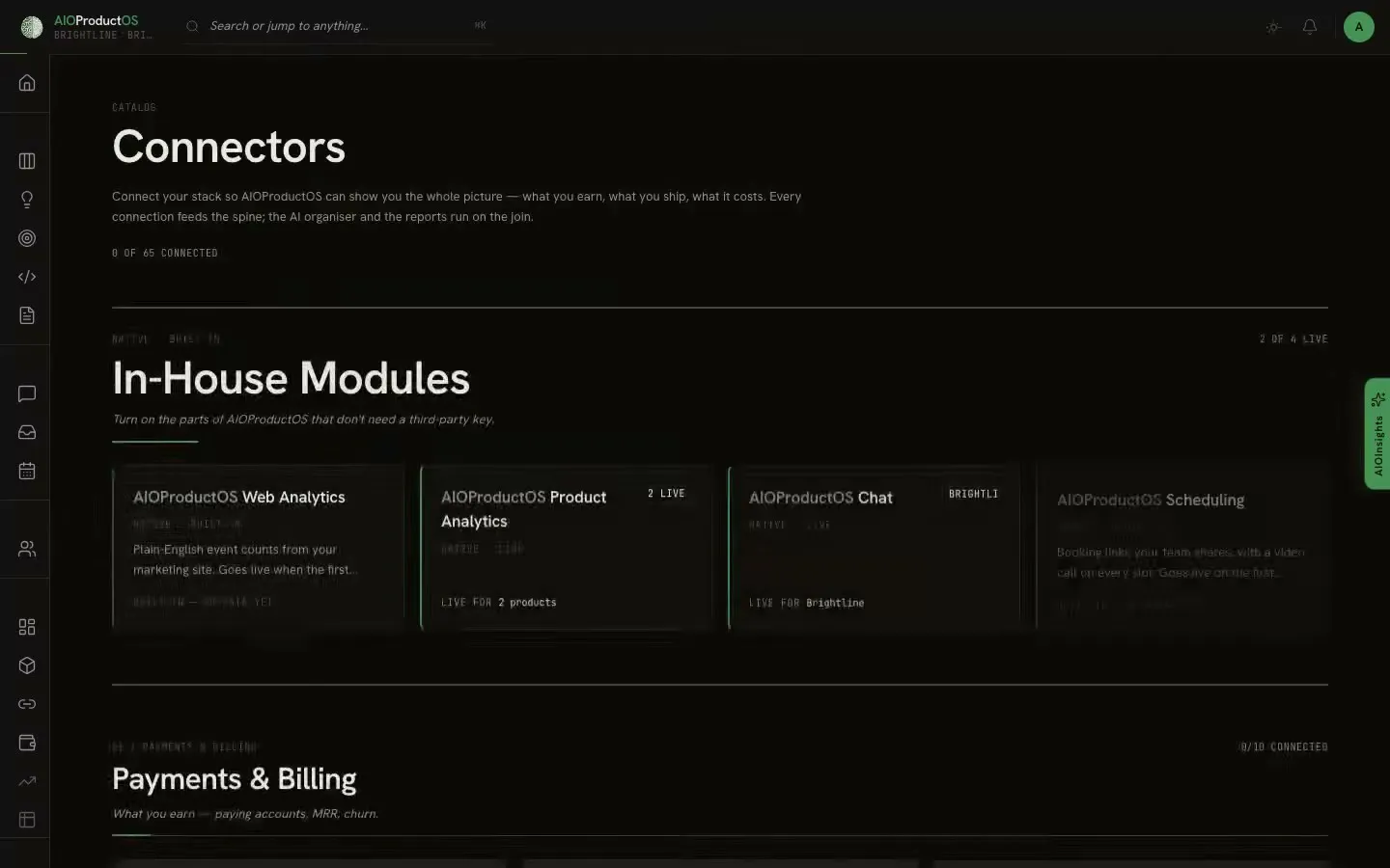 Connectors in the AIOProductOS app