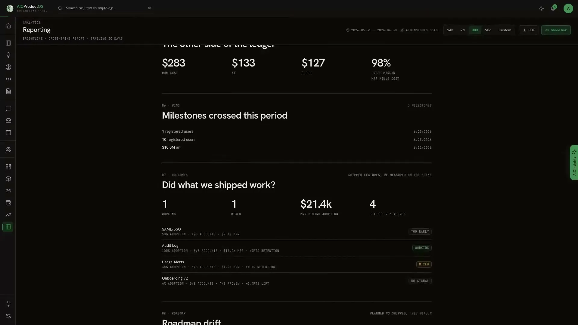 Outcome Attribution in the AIOProductOS app
