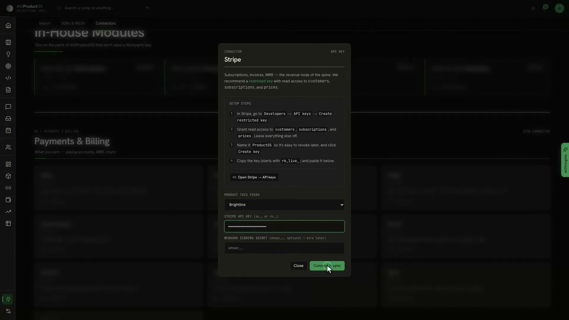 Analytics in the AIOProductOS app